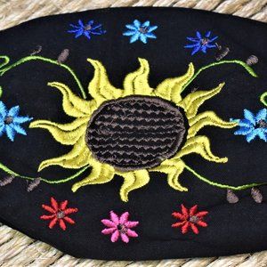 Black Solar Flower Face Mask- Artesanias Mexicanas